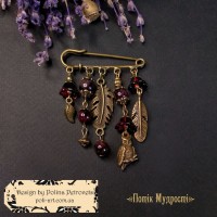 Брош з муранського скла ручної роботи, гранату "Потік Мудрості"